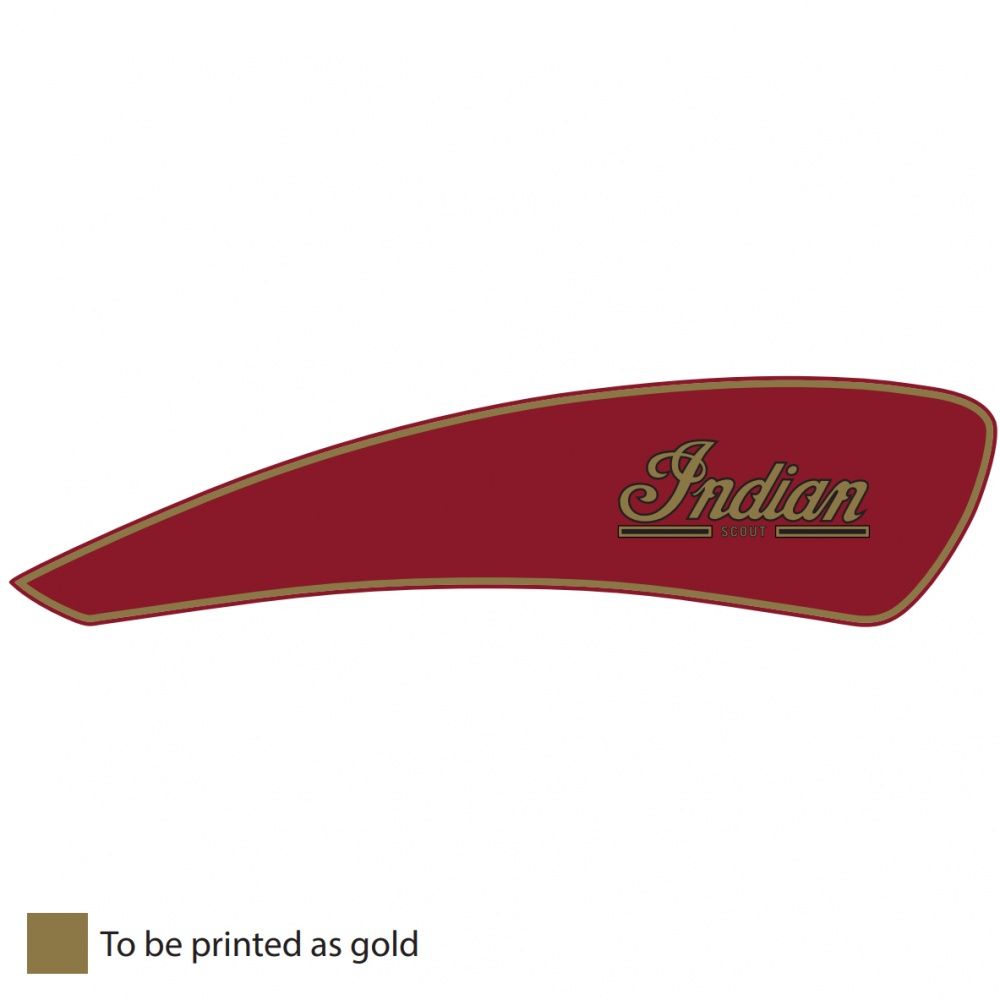 Indian Scout Classic Vintage Tank Decal, Red & Gold Moore Speed Racing